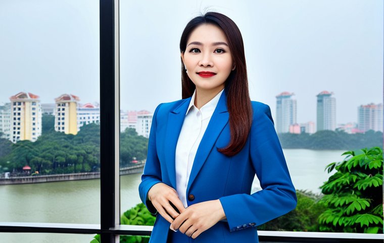 Modern Hanoi Professional**
"A Vietnamese businesswoman, early 30s, in a tailored áo dài cách tân (modernized áo dài), fully clothed and in appropriate attire, standing in a modern office building in Hanoi, Vietnam, with views of Hoan Kiem Lake in the background. Professional lighting, perfect anatomy, natural pose, safe for work, modest, high-resolution, professional photography, soft focus."
**