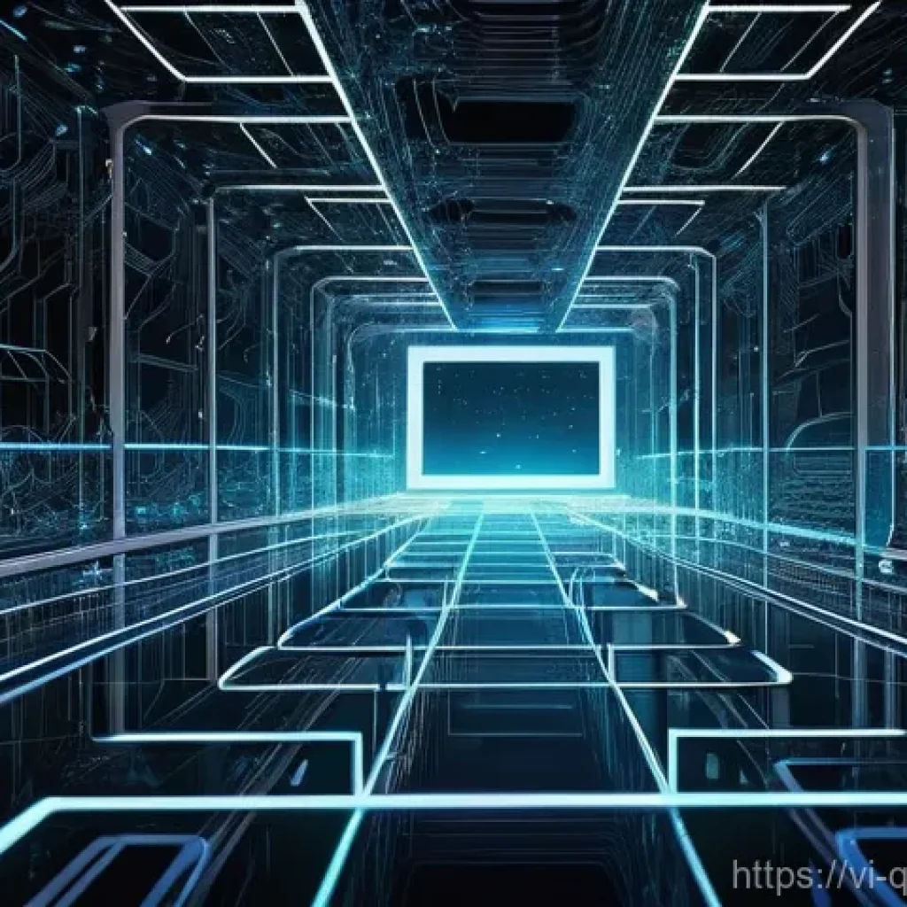 양자컴퓨팅 관련 교육과정 소개 - **Prompt:** A visually stunning and abstract representation of quantum computing. Focus on glowing, ...