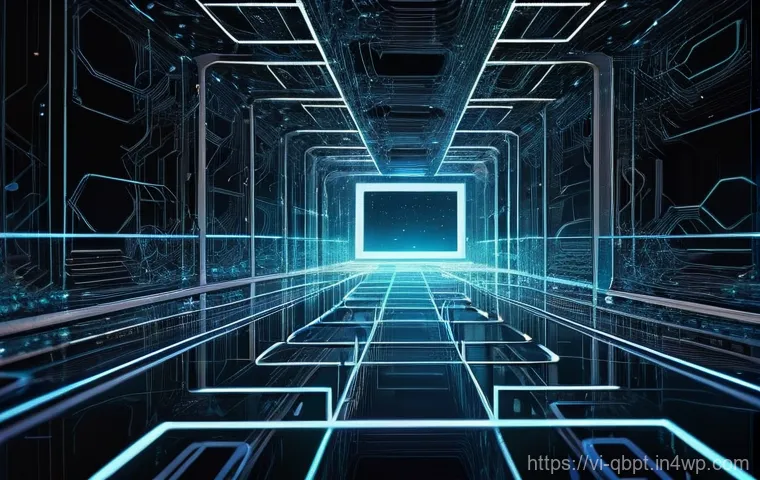 양자컴퓨팅 관련 교육과정 소개 - **Prompt:** A visually stunning and abstract representation of quantum computing. Focus on glowing, ...