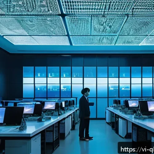 Home 31 양자컴퓨팅의 기본 개념 설명 - A futuristic Vietnamese research laboratory specializing in quantum computing, featuring scientists ...