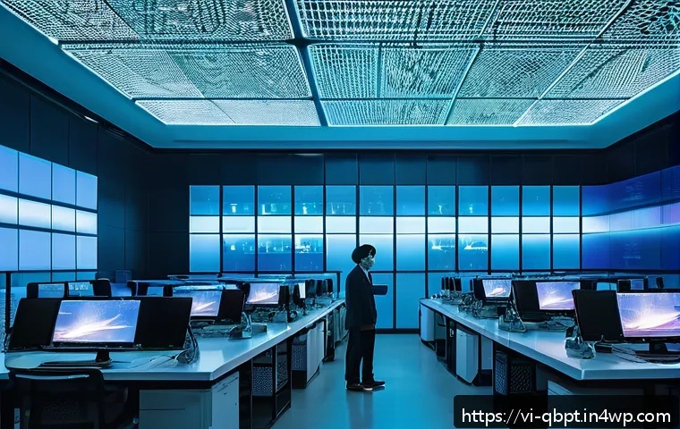 양자컴퓨팅의 기본 개념 설명 - A futuristic Vietnamese research laboratory specializing in quantum computing, featuring scientists ...