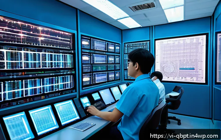 양자 하드웨어의 주요 구성 요소 - A highly detailed, futuristic quantum computer control room in a Vietnamese research center, featuri...